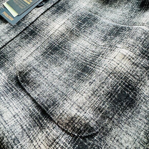 NWT Pendleton 2025 Mens Plaid Wool Lodge Shirt Large Black Grey White Hombre - Picture 4 of 5